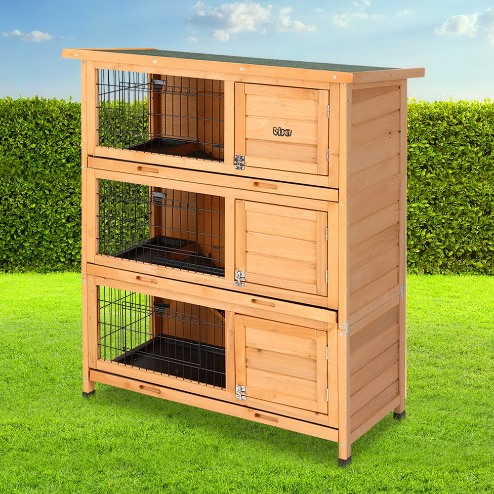 PET-GT-RHT1240-3L-202502281812-00 i.Pet Rabbit Hutch Chicken Coop 91.5cm x 46cm x 116.5cm Chicken Coop Large House Cage Run Wooden Outdoor - Image 1