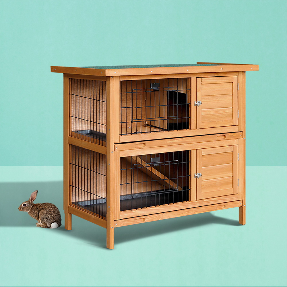 PET-GT-RHT1240-5155-07 i.Pet Rabbit Hutch Chicken Coop 91.5cm x 45cm x 82cm Chicken Coop Large Wooden House Run Cage - Image 1