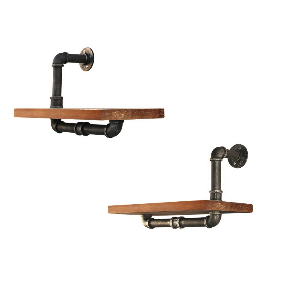 PIPE-45-1LVL-HALFX2-00 Artiss Floating DIY Pipe Shelf Set of 2 - IVOR - Image 1