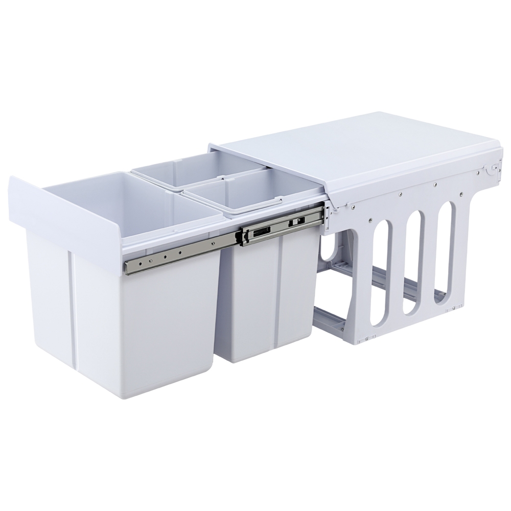 POT-BIN-31L-3C-WH-202506101046-00 Cefito Pull Out Bin Kitchen Triple Slide Garbage Rubbish Bins Basket White 31L - Image 1