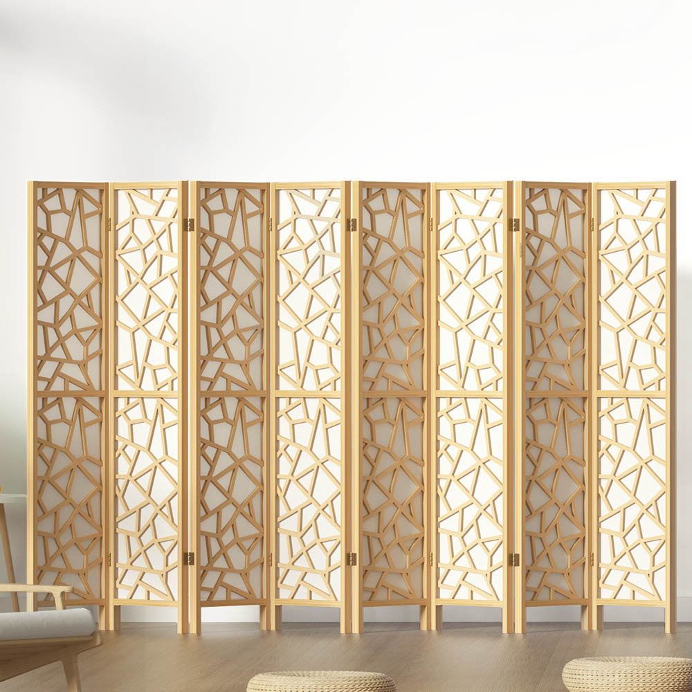 RD-4016-8P-NT-202502281402-00 Artiss 8 Panel Room Divider Screen 325x170cm Clover Natural - Image 1