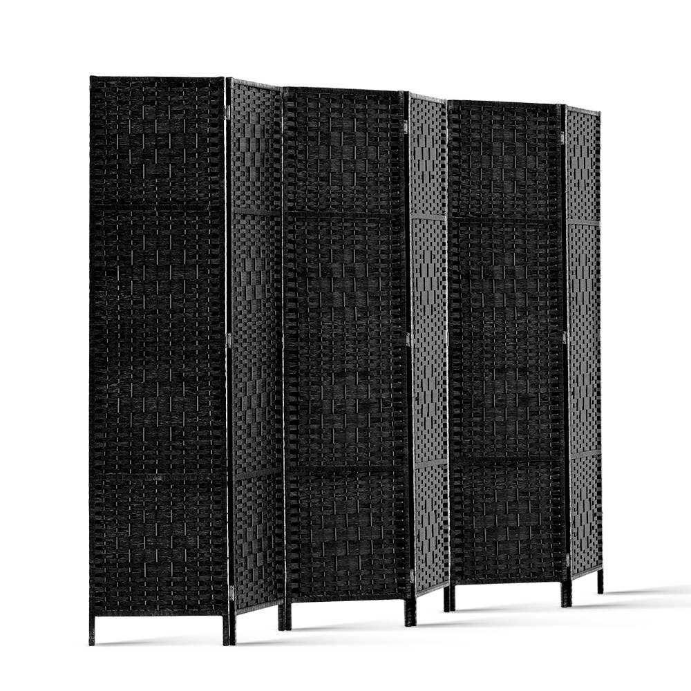 RD-C-8001-6P-BK-202502281408-07 Artiss 6 Panel Room Divider Screen 245x170cm Woven Black - Image 1
