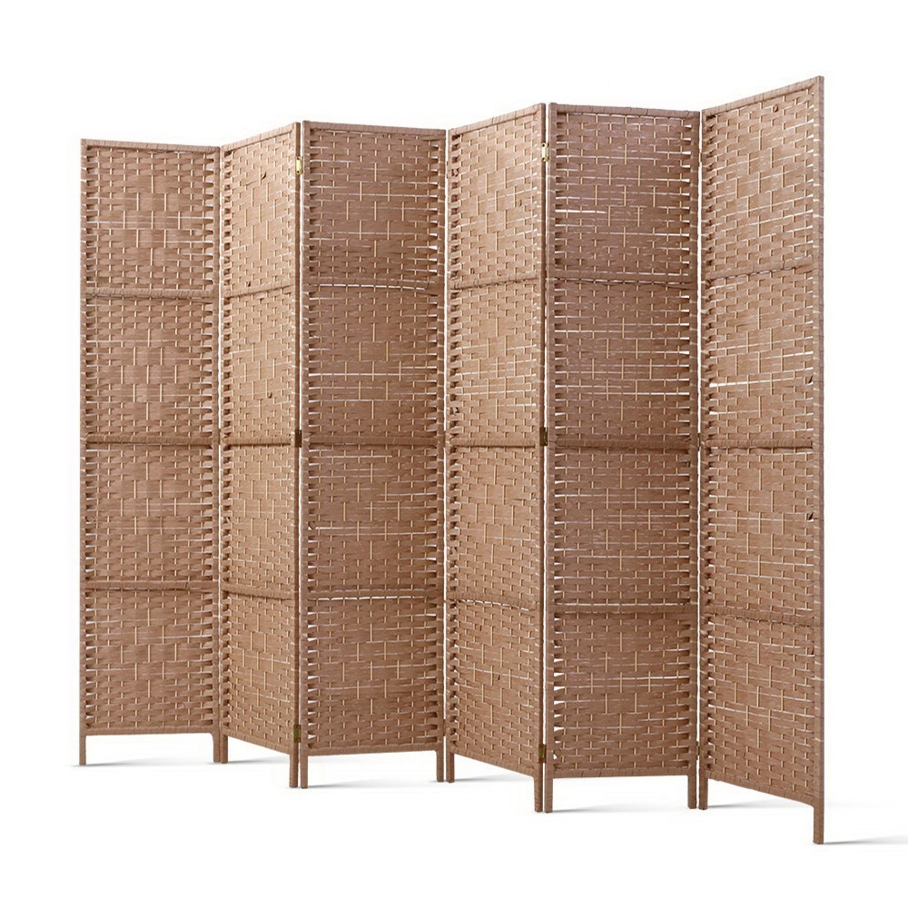 RD-C-8001-6P-NT-202502281408-07 Artiss 6 Panel Room Divider Screen 245x170cm Woven Natural - Image 1