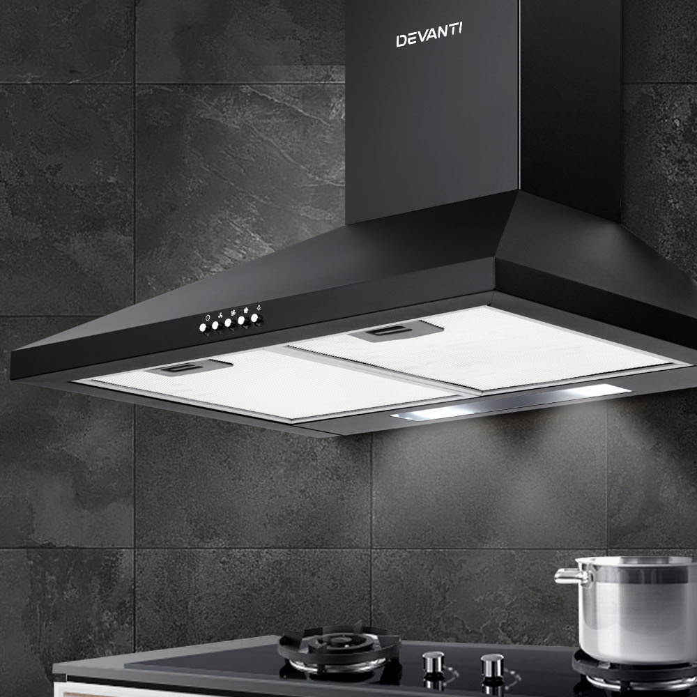 RH-D-A17-60-BK-202502281658-00 Devanti 600mm Range Hood 60cm Rangehood Black - Image 1
