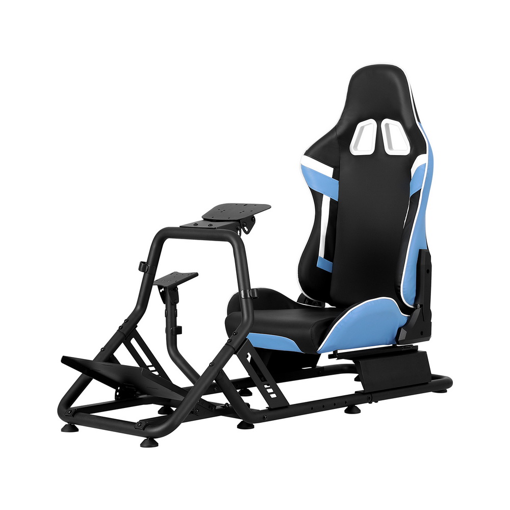 RSC-KP02-BK-BU-174905-00 Artiss Racing Simulator Cockpit Steering Wheel Gaming Chair Blue - Image 1