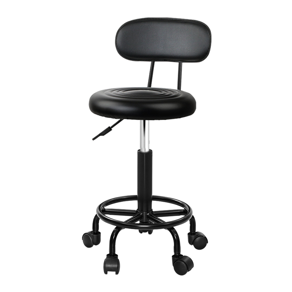SALON-B-4128-NEW-BK-00 Artiss Salon Stool Swivel Chair Backrest - Image 1
