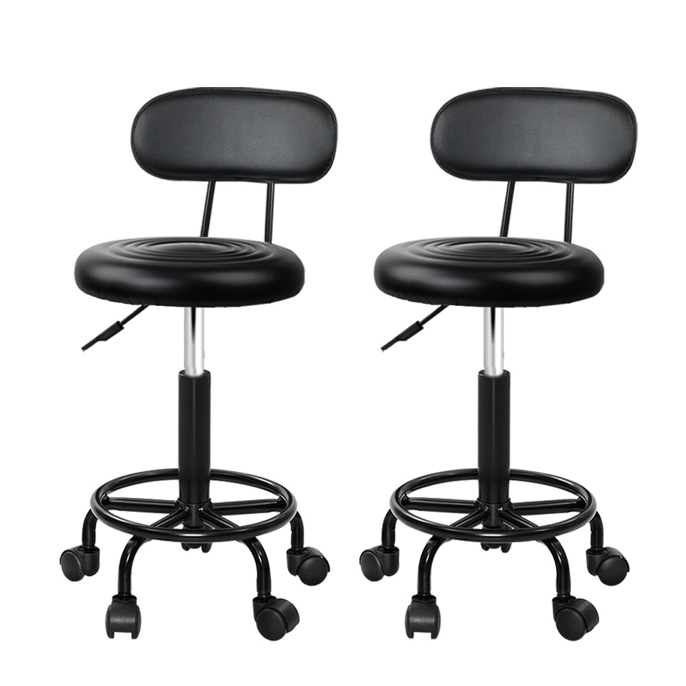 SALON-B-4128-NEW-BKX2-202504111608-00 Artiss 2x Salon Stool Swivel Chair Backrest - Image 1