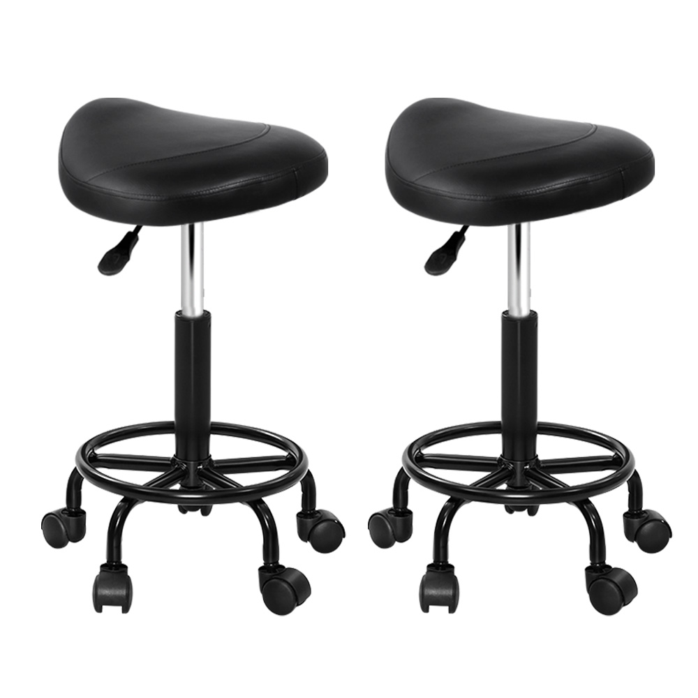 SALON-B-ERG-NEW-BKX2-202504111608-00 Artiss 2x Salon Stool Saddle Swivel Chair - Image 1
