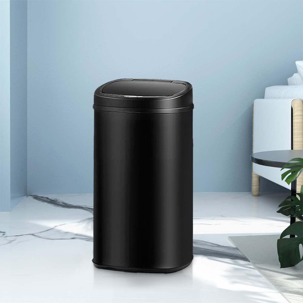 SB-58L-S06-BK-12578-07 Devanti 58L Motion Sensor Bin Rubbish Automatic Black - Image 1