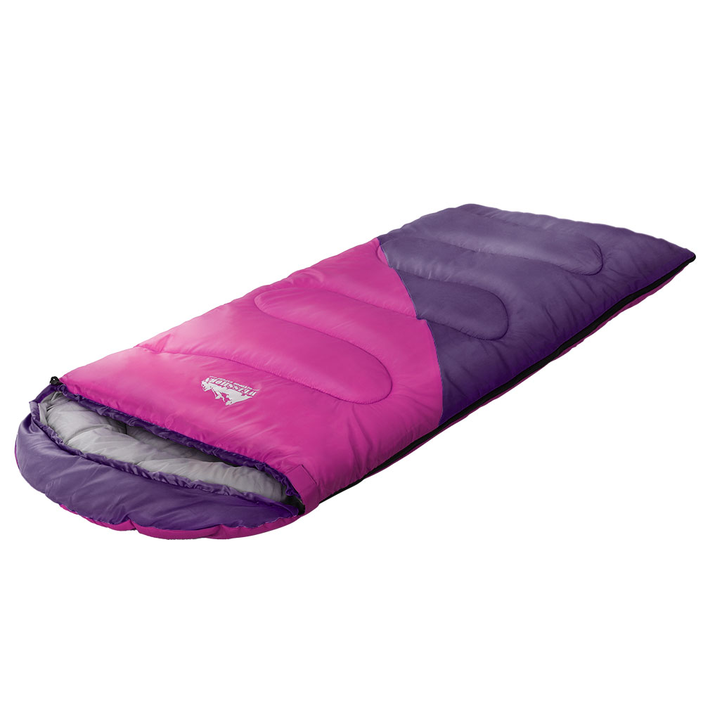 SB-CHILD-L-PK-67877-00 Weisshorn Sleeping Bag Kids Single 172cm Thermal Camping Hiking Pink - Image 1