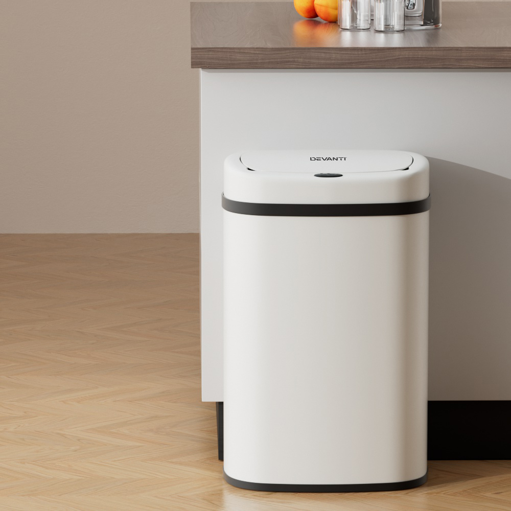 SB-D-50-WH-89088-04 Devanti 50L Sensor Bin Motion Rubbish Automatic White - Image 1