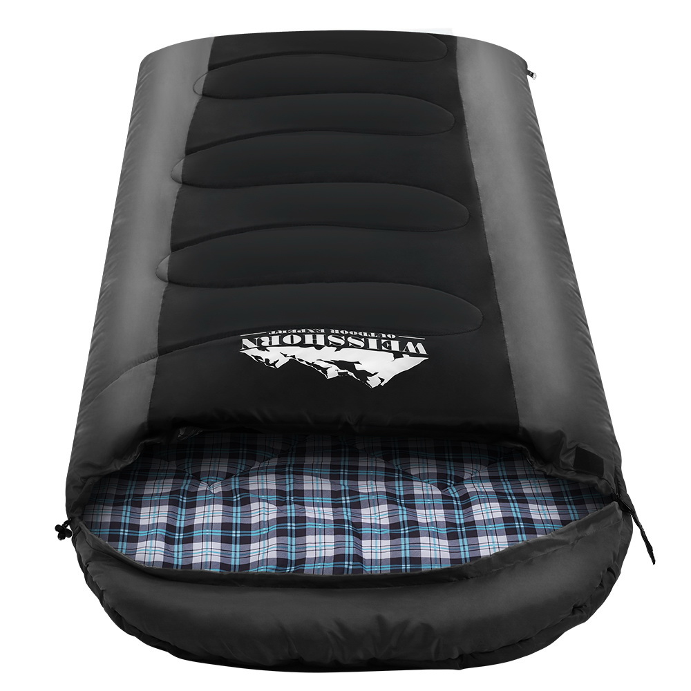 SB-ENV-S-80-BK-00 Weisshorn Sleeping Bag Single Thermal Camping Hiking Tent Black -20°C - Image 1