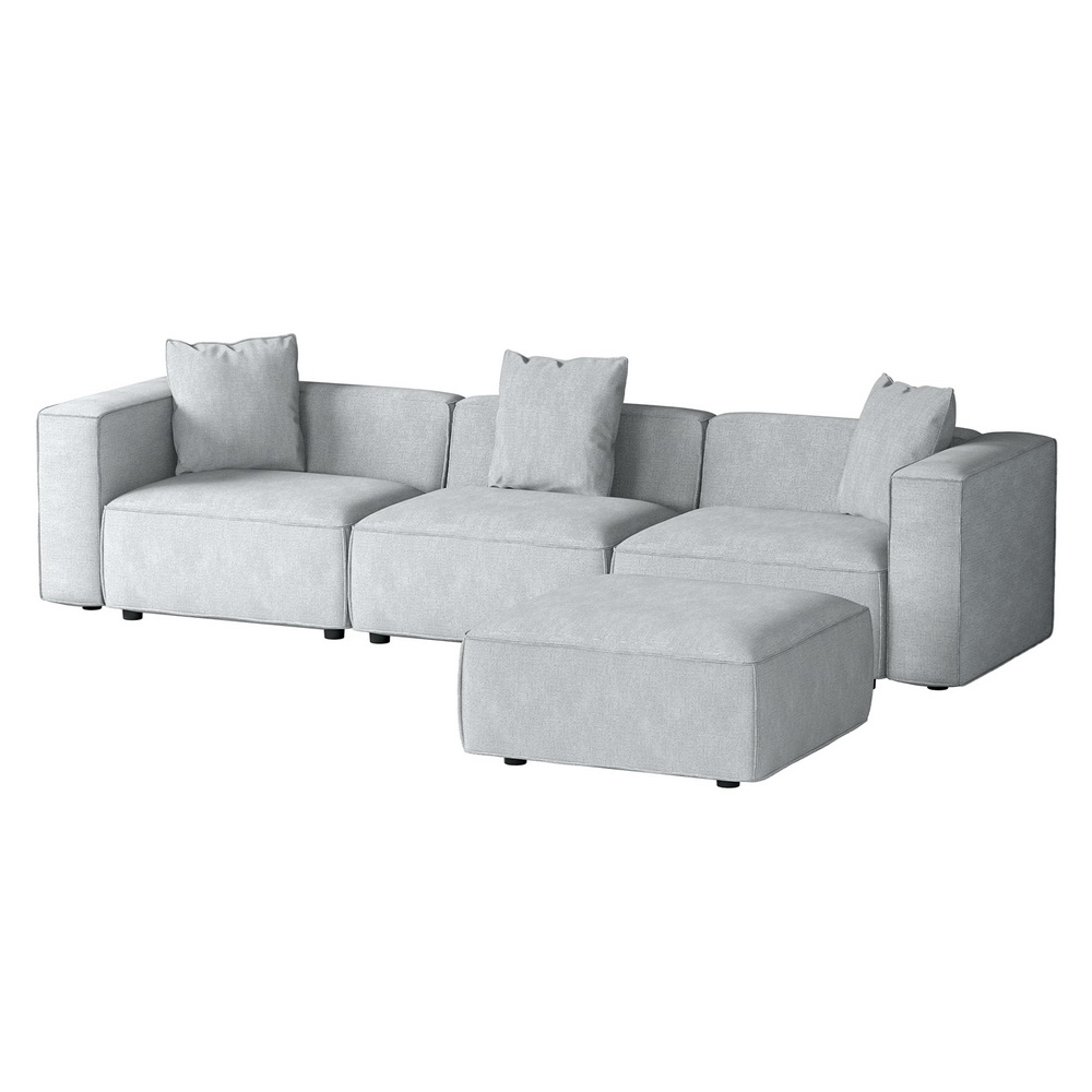 SBED-E-FA-02-4S-GY-167880-00 Artiss Modular Sofa Chaise Set 4-Seater Grey - Image 1