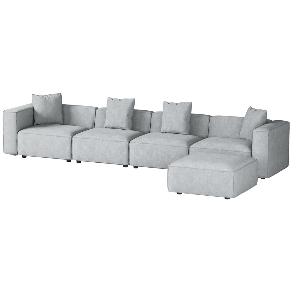 SBED-E-FA-02-5S-GY-167823-00 Artiss Modular Sofa Chaise Set 5-Seater Grey - Image 1