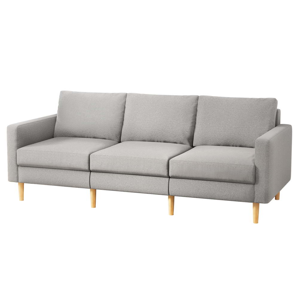 SBED-E-FA-04-GY-ABCD-205320-00 Artiss 3 Seater Sofa 225cm Linen Fabric Grey - Image 1