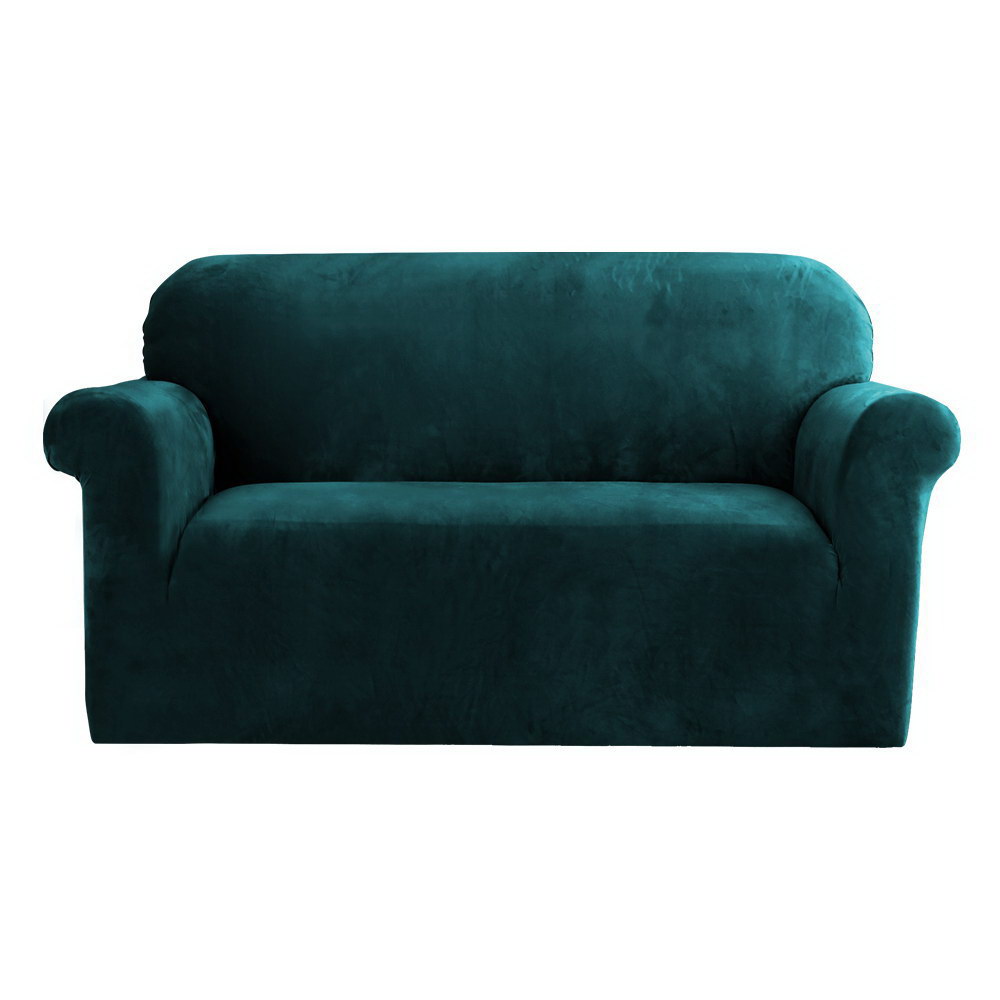 SCOVER-VEL-2-AG-00 Artiss Sofa Cover Couch Covers 2 Seater Velvet Agate Green - Image 1