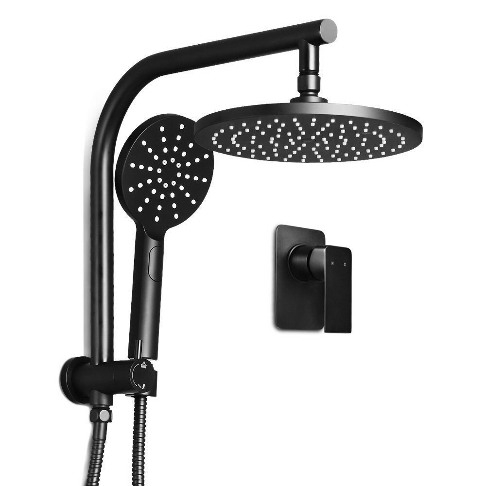 SHOWER-A1-RO-9-BK-MIXER-16417-00 Cefito 9'' Rain Shower Head Set Handheld Round High Pressure Mixer Tap Black - Image 1
