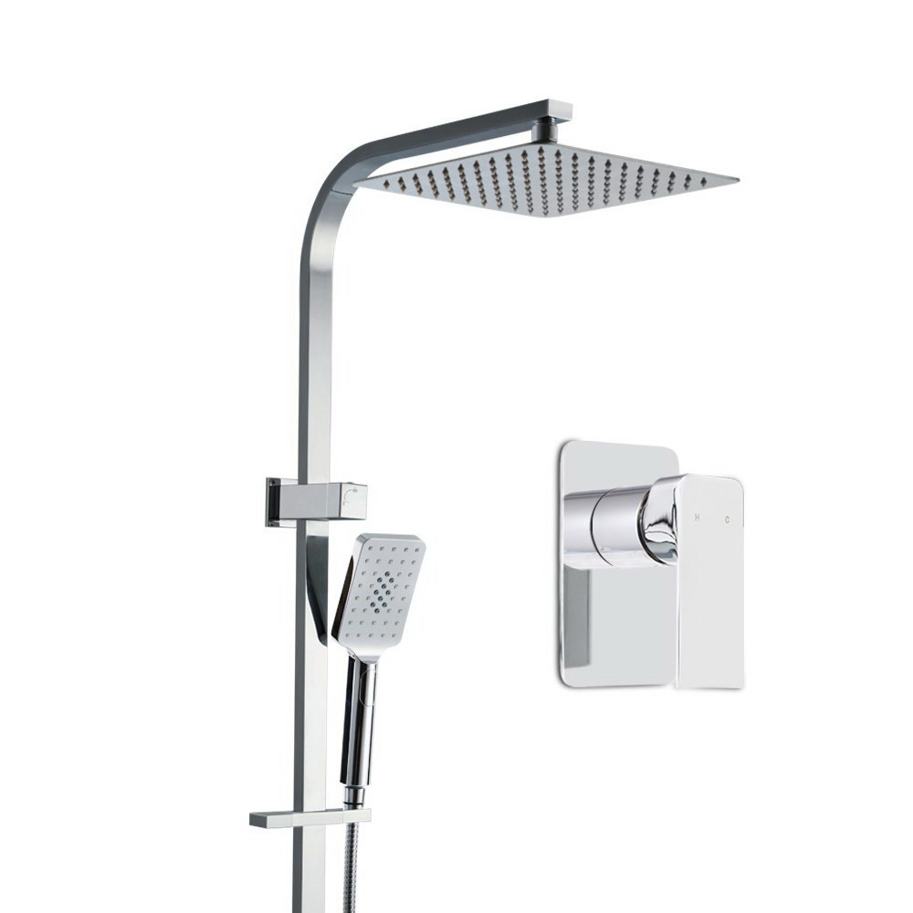 SHOWER-B2-SQ-10-SI-MIXER-17347-00 Cefito 10'' Rain Shower Head Set Handheld Square High Pressure Mixer Tap Chrome - Image 1