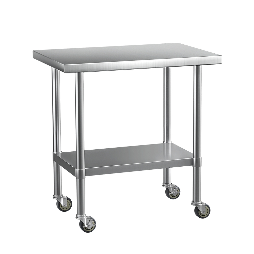 SSKB-430S-WHEEL-36-186242-00 Cefito Stainless Steel Kitchen Benches Work Bench Wheels 91X61CM 430 - Image 1