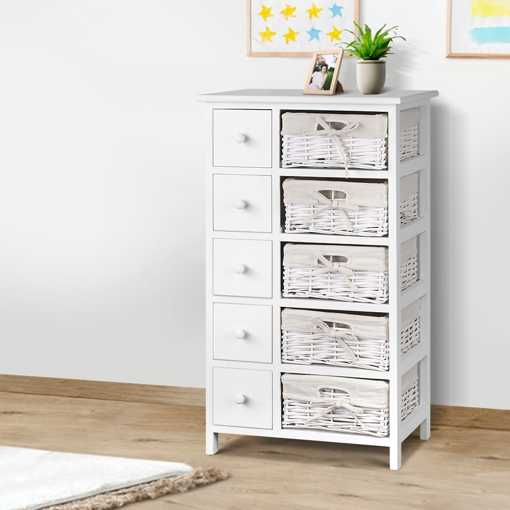 ST-CAB-5D-5B-WH-15201-08 Artiss 5 Chest of Drawers with 5 Baskets - MAY - Image 1