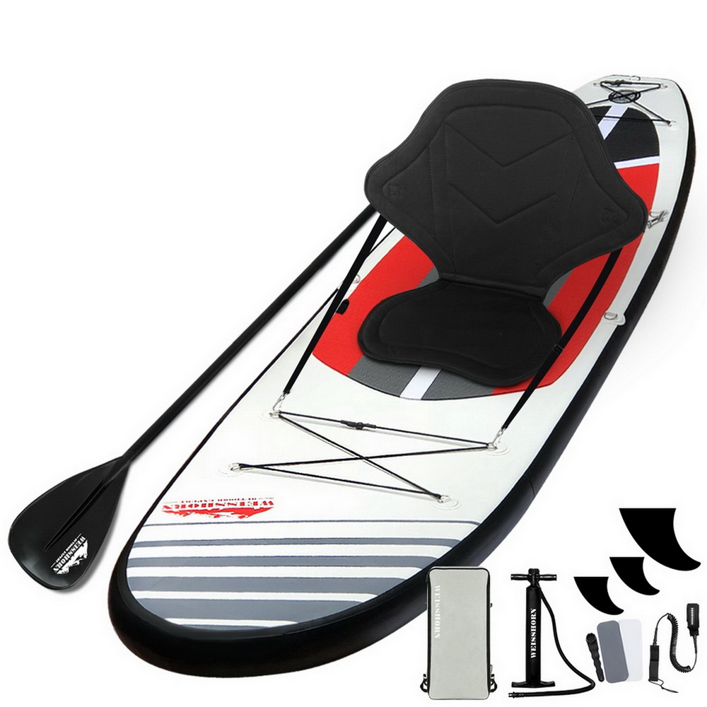 SUP-D-11FT-81-15-BK-00 Weisshorn Stand Up Paddle Board 11ft Inflatable SUP Surfboard Paddleboard Kayak Surf Black - Image 1
