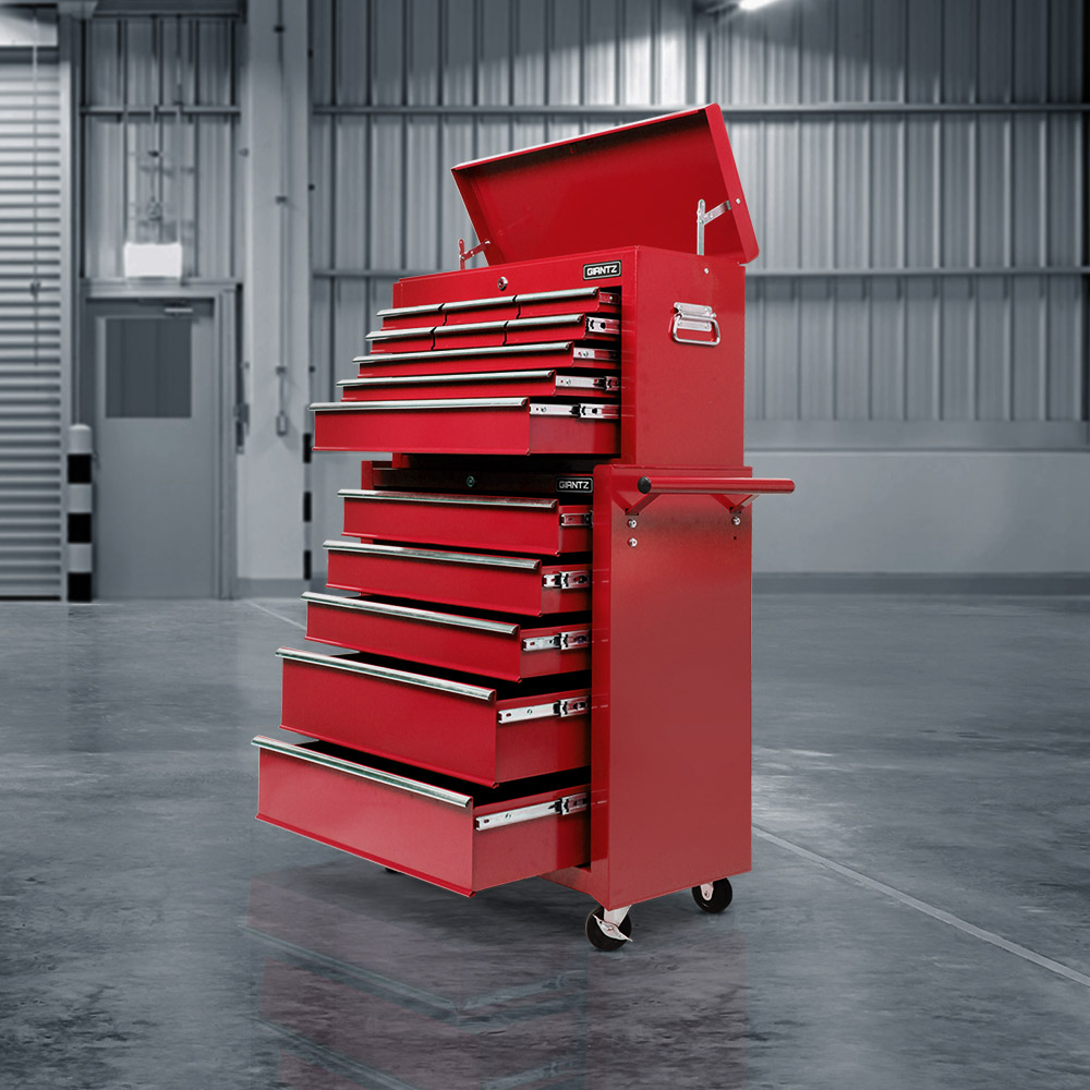 TB-14DR-CH-RO-RED-202502281510-00 Giantz 14 Drawer Tool Box Cabinet Chest Mechanic Garage Storage Trolley Red - Image 1