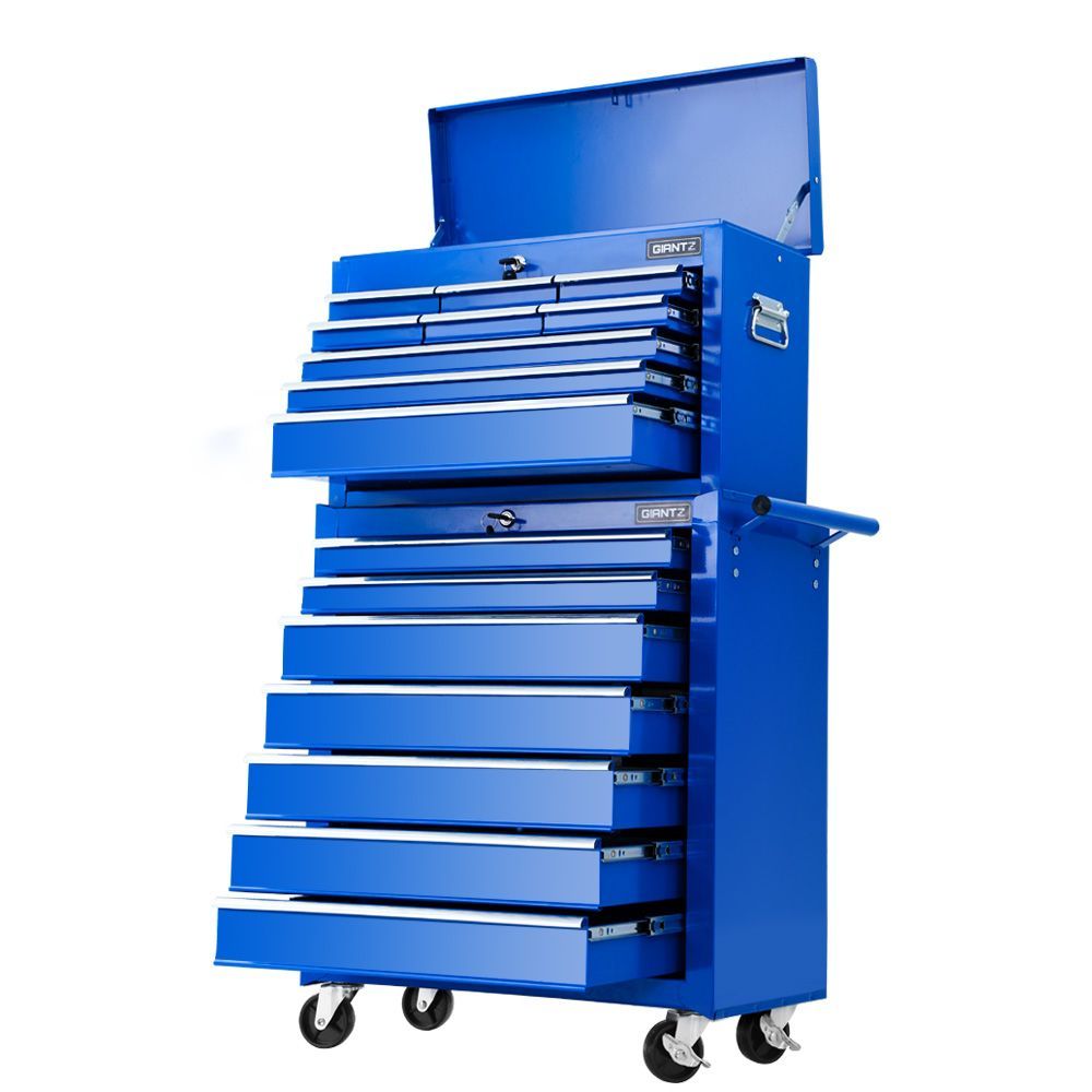 TB-16DR-BL-00 Giantz Tool Chest and Trolley Box Cabinet 16 Drawers Cart Garage Storage Blue - Image 1