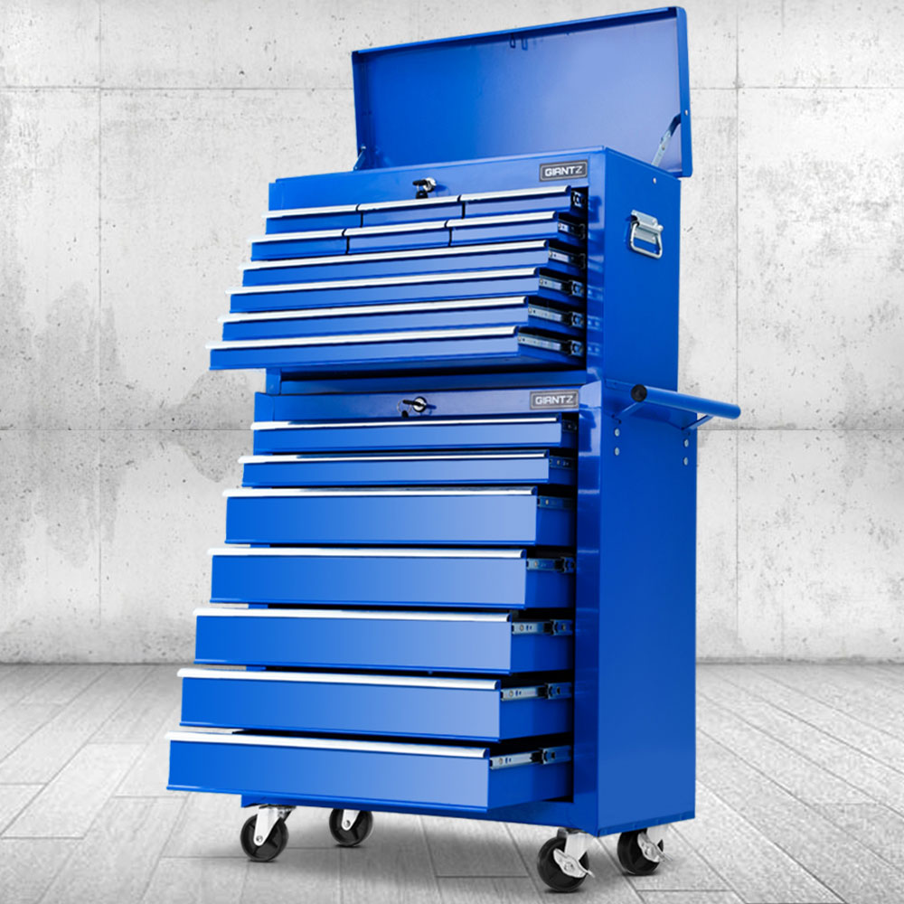 TB-17DR-107-BL-202502281512-00 Giantz 17 Drawer Tool Box Cabinet Chest Trolley Toolbox Garage Storage Box Blue - Image 1