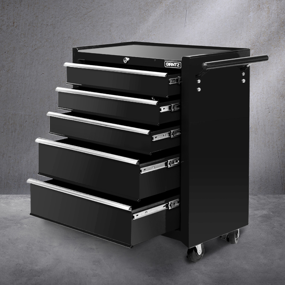 TB-5DR-ROLL-BK-202502281512-00 Giantz 5 Drawer Tool Box Cabinet Chest Trolley Box Garage Storage Toolbox Black - Image 1