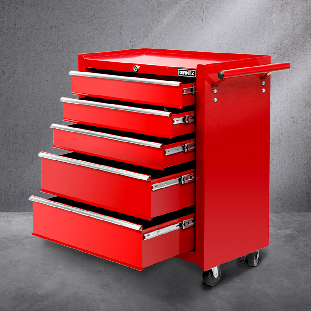 TB-5DR-ROLL-RED-202502281512-00 Giantz 5 Drawer Tool Box Cabinet Chest Trolley Box Garage Storage Toolbox Red - Image 1
