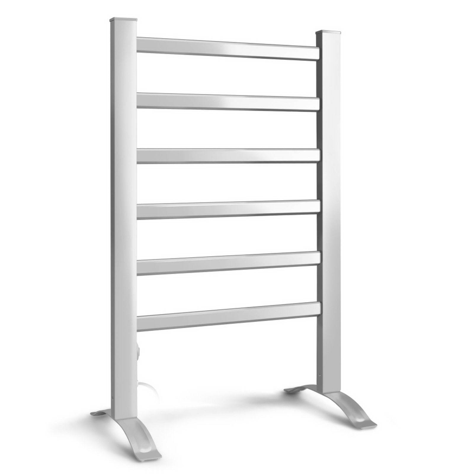 TW-C-F-ALUM-6056-00 Devanti Electric Heated Towel Rail Rack 6 Bars Freestanding Clothes Dry Warmer - Image 1