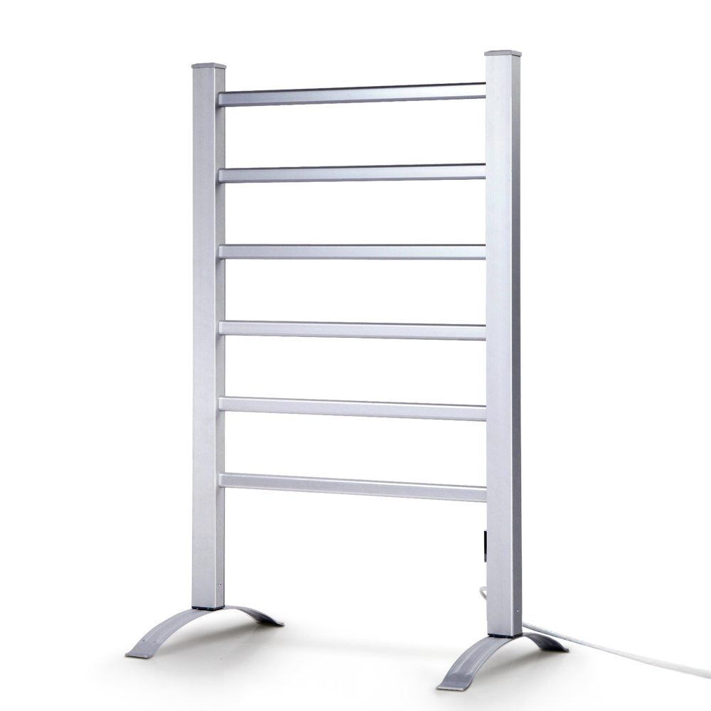 TW-C-F-ALUM-TM-00 Devanti Electric Heated Towel Rail Rack 6 Bars with Timer Clothes Dry Warmer - Image 1