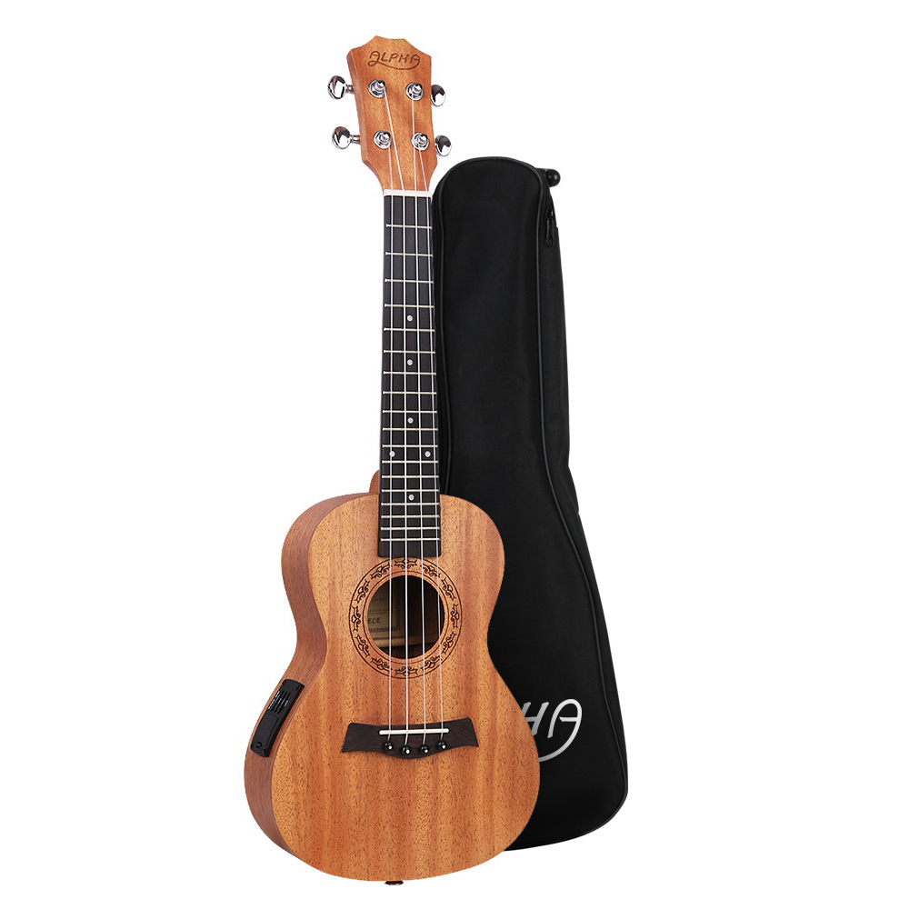 UKULE-D-26-EQ-NAT-17068-00 Alpha 26" Ukulele Equaliser Natural Mahogany Tenor Beginner Gift w/ Bag - Image 1