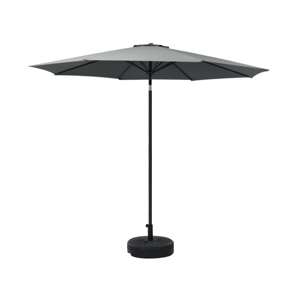 UMB-POLE-27-TIL-BASE-CO-190814-00 Instahut 2.7m Outdoor Umbrella w/Base Pole Stand Garden Sun Charcoal - Image 1