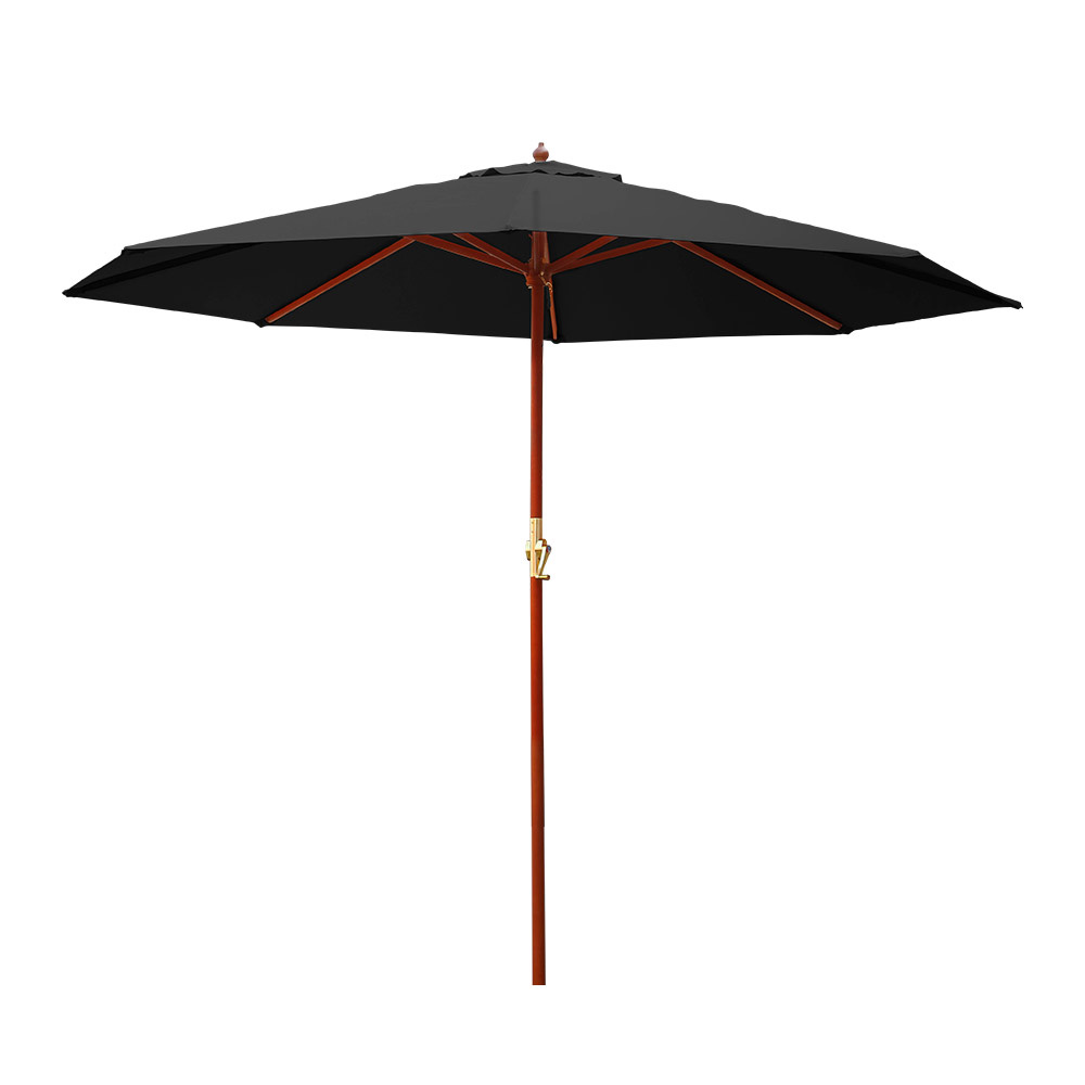 UMB-POLE-3-H-BK-00 Instahut 3m Outdoor Umbrella Pole Umbrellas Beach Garden Sun Stand Patio Black - Image 1