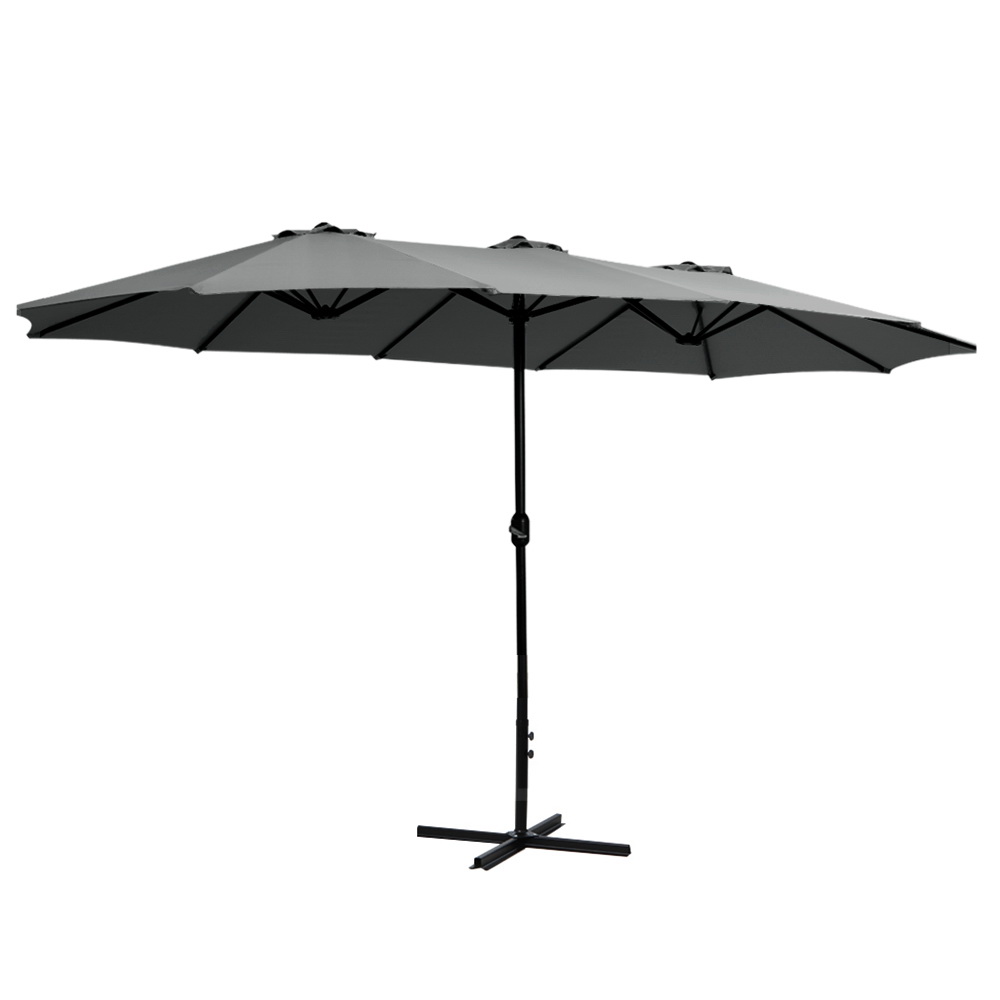 UMB-POLE-4-TR-CO-00 Instahut 4.57m Outdoor Umbrella Beach Pole Garden Tilt Charcoal - Image 1