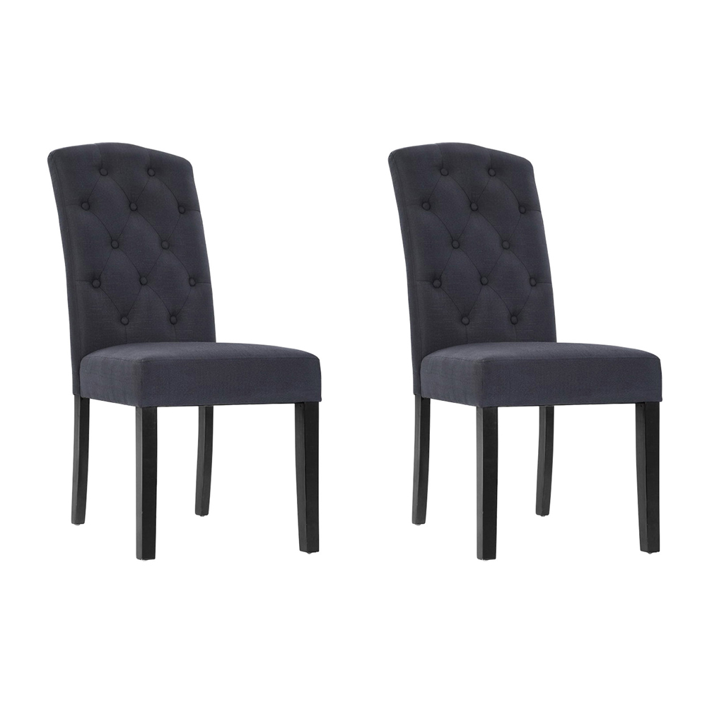 UPHO-C-DIN-1026-GYX2-17732-00 Artiss Dining Chairs Set of 2 Linen Parsons Chair Dark Grey - Image 1
