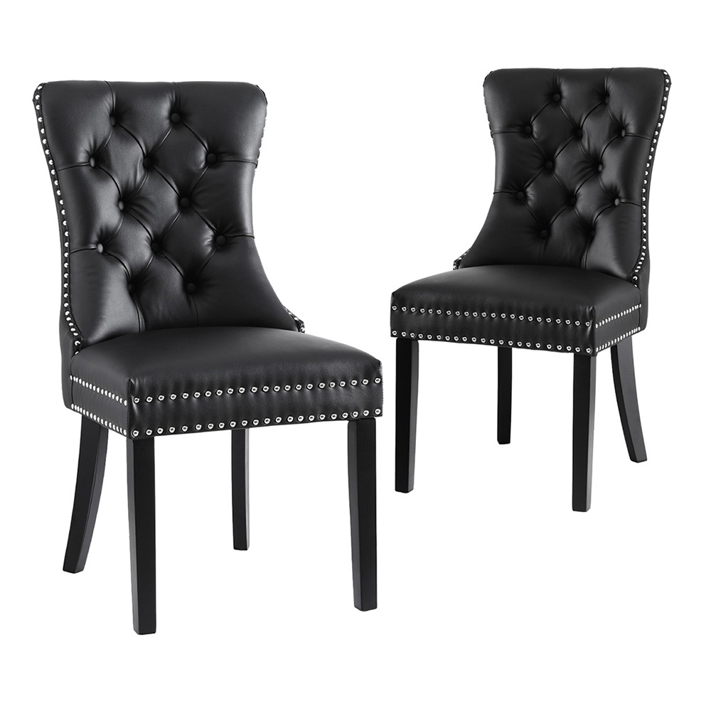 UPHO-C-DIN-1061-BKX2-219071-00 1 Set of 2 Artiss Dining Chairs Black Leather - Image 1