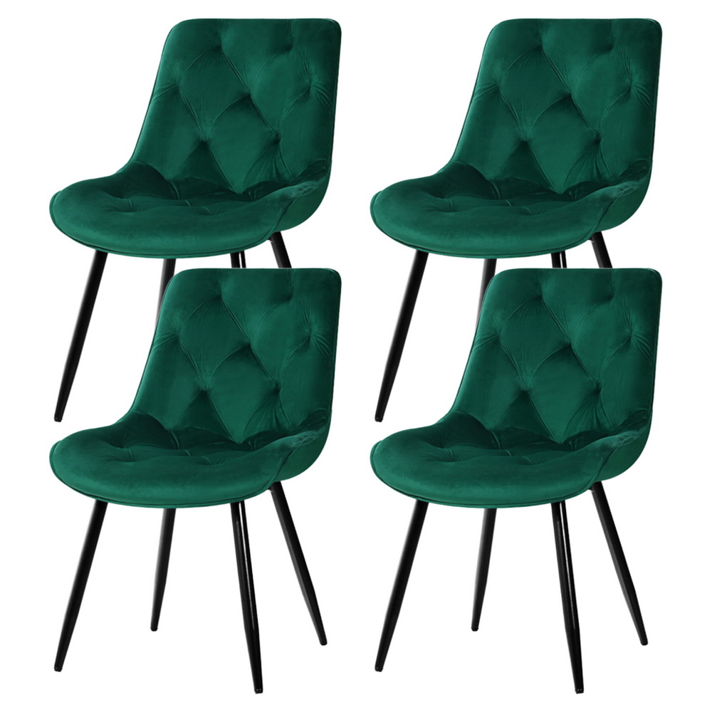 UPHO-C-DIN-5218-VEL-GRX4-202505131407-00 Artiss Dining Chairs Set of 4 Velvet Diamond Tufted Green - Image 1