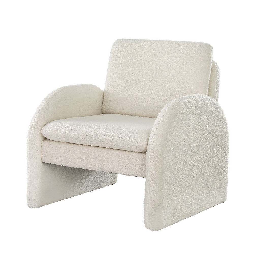 UPHO-E-ARM-02-TED-WH-202506101046-00 Artiss Armchair Accent Chair Lounge Tub Sofa Couch Curved Arm Seat Boucle White - Image 1