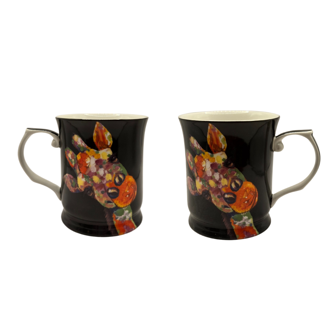 V1026-KLCCW1086B-202507031635-00 Midnight Safari Giraffe Mug Set of 2| Bold Animal Print Drinkware - Image 1