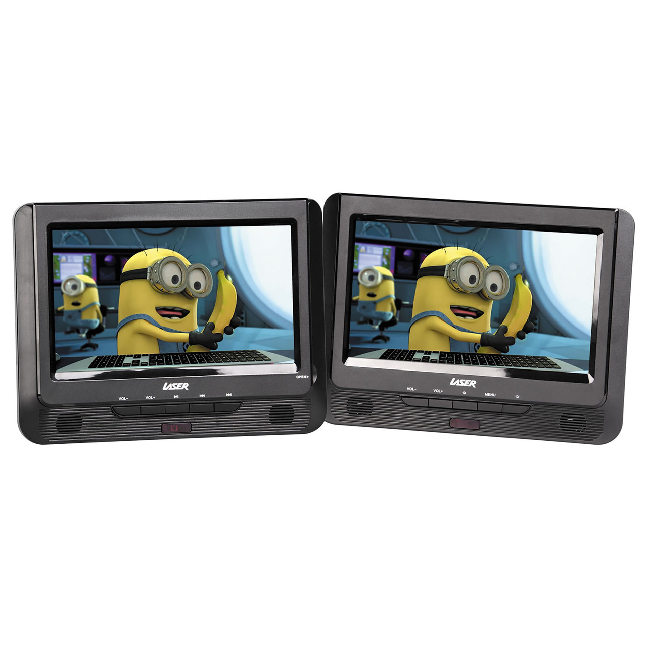 V1031-DVD-PT9-DUALD-202506191011-00 Laser 9 Inch Dual Screen DVD Player Black - Image 1
