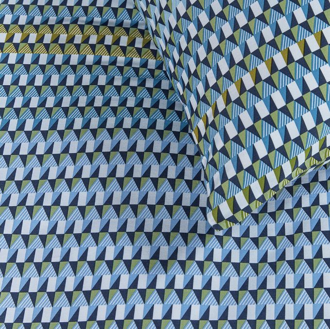 V107-1607678-200618-00 Rhythm Cotton Sateen Blue Green Quilt Cover Sets by Bedding House King - Image 1