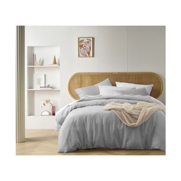 V107-5093720-200530-00 French Linen Silver Quilt Cover by Vintage Design Homeware King - Image 1