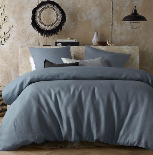 V107-78642-200493-00 Hemp Eucalypt Quilt Cover by Vintage Design Homeware Queen - Image 1