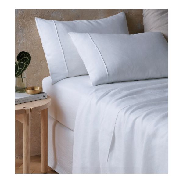 V107-78758-200478-00 Hemp White Sheet Set by Vintage Design Homeware Super King - Image 1