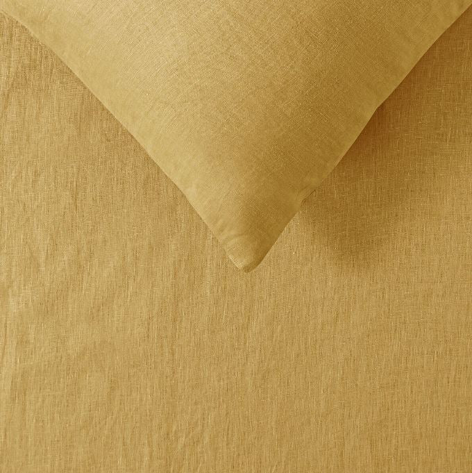 V107-86029-200535-00 French Linen Ochre Quilt Cover by Vintage Design Homeware King - Image 1