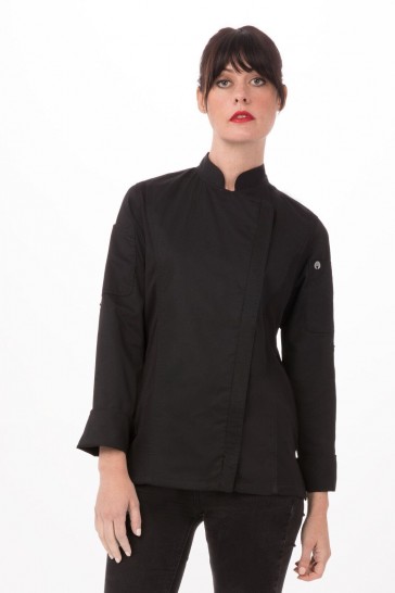 V107-BCWLZ005-BLK-XL-217687-00 Hartford Women's Black Zipper XL Chef Jacket by Chef Works - Image 1