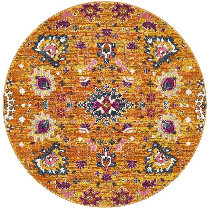 V107-BLN-210-RUST-240X240-207609-00 Babylon 210 Rust Round by Rug Culture-240X240CM - ROUND - Image 1
