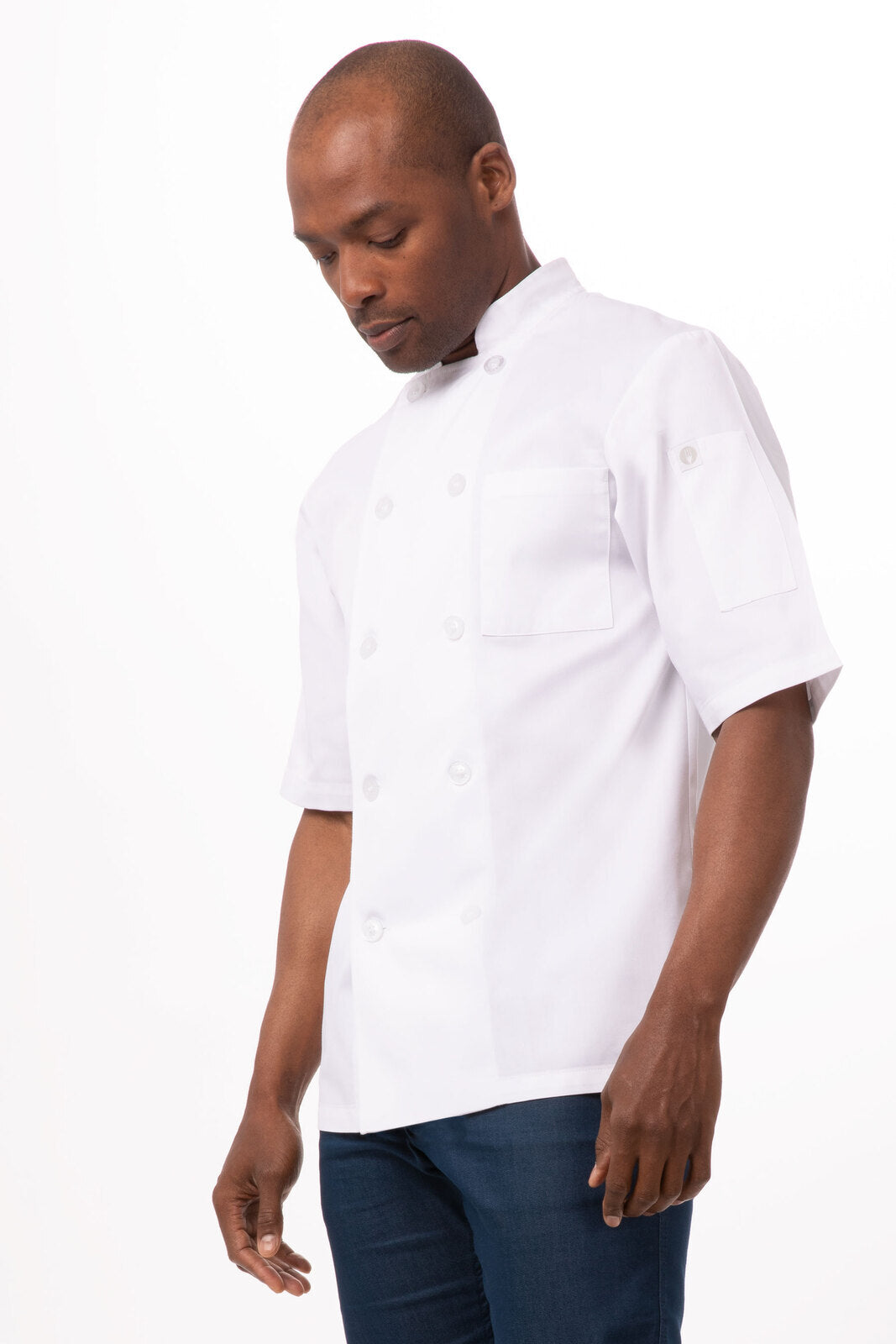 V107-PCSS-S-217816-00 Volnay Men's White S Chef Jacket by Chef Works - Image 1